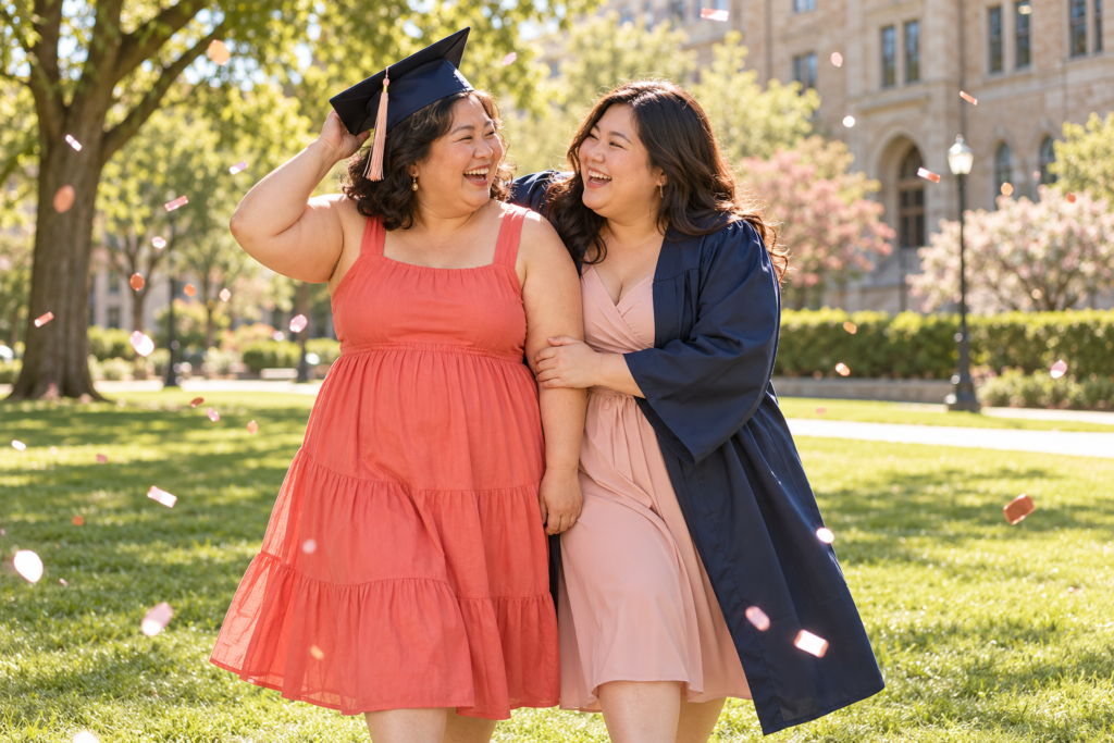 Plus Size Graduation Outfits for Grads and Proud Moms 1 Plus size mother daughter graduation joy